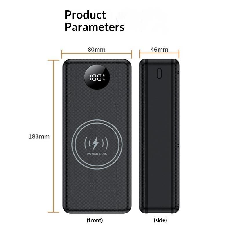 P12 12pcs 18650 Battery Power Bank Case Shell Diy Dual Usb Type C 10W 22.5W 15W Wireless Charging Battery Not Included For Phone