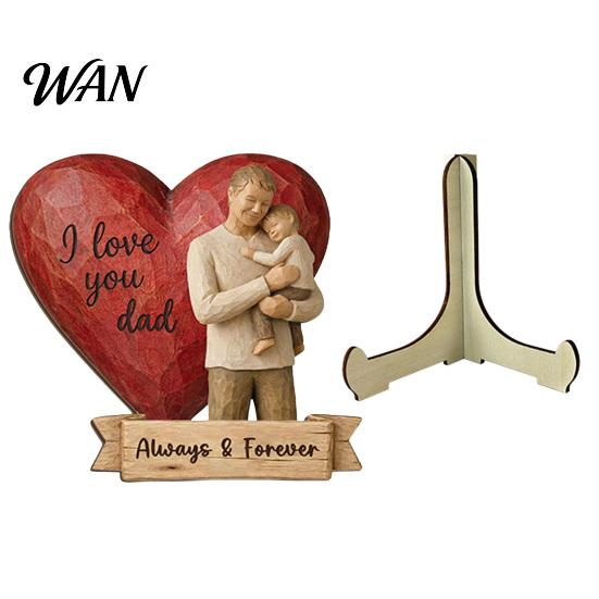 Bookshelf Decor Piece Wooden Ornament with Stable Base, Father Day Ornament, Decorative Resin Carved Sculpture Family Love for Desktop Home