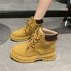 Martin Boots Women's Summer 2025 New Autumn New Short Boots High-top Platform Locomotive Boots Retro British Style Big Yellow Boots