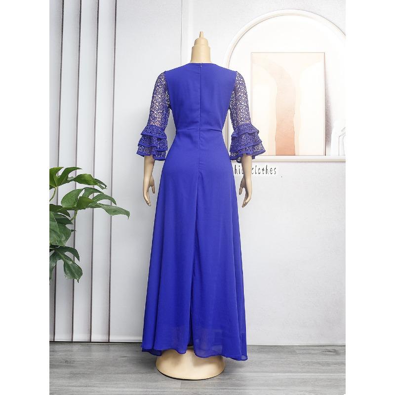 Плюс Размер Женщин Новое Модное Кружевное Шифоновое Платье