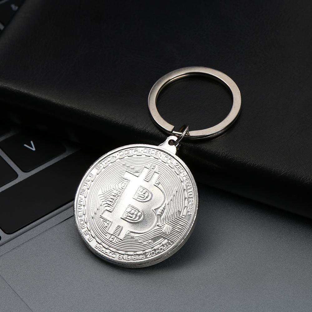 1 Pc Bitcoin Commemorative Collectors Coin Bitcoin Key Chain Copper Plated Alloy Bitcoin Key Ring Friends Gifts Decor