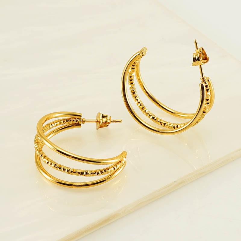 Stainless Steel Multi Layer Twist Hoop Earrings For Women Personality Minimalism Earrings Jewelry Accessory
