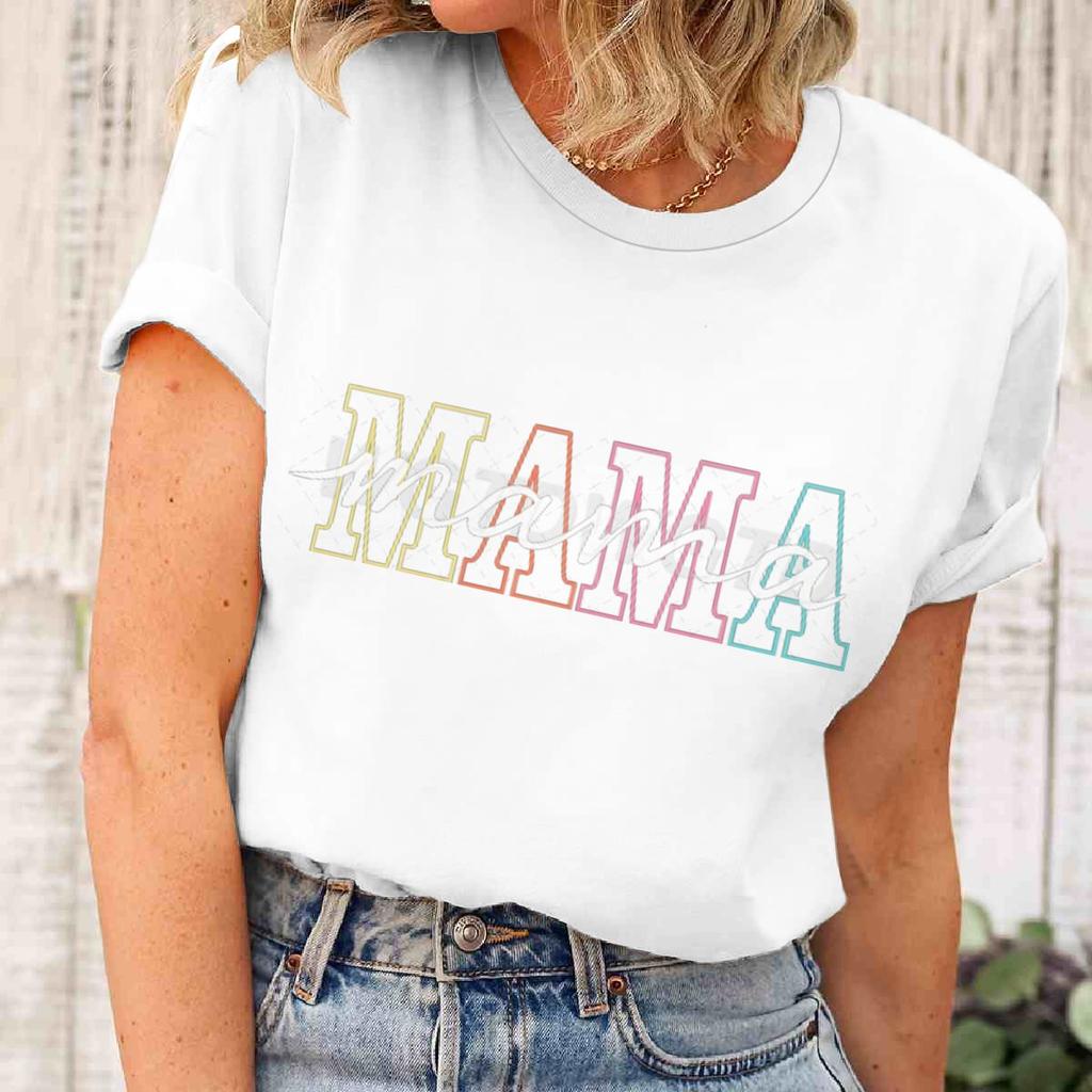 Горячие продажи Подарок на День матери Футболки для женщин Ретро "MAMA" Графический принт Графические футболки Забавный подарок для Мамы Футболка с коротким рукавом