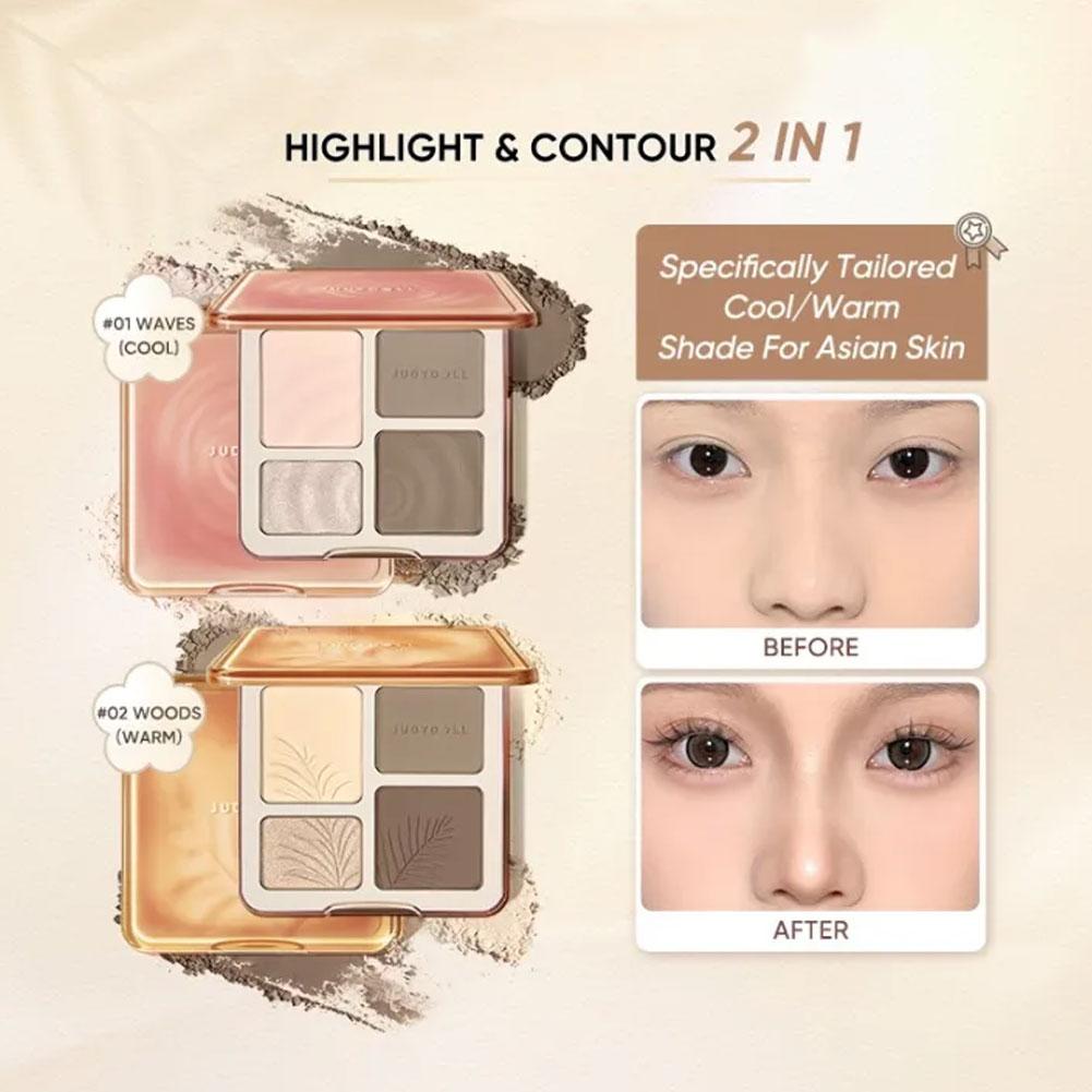 2 IN 1 Highlight Contouring Palette Matte Brightens Tear Cover Facial Tone Skin Groove W8T9