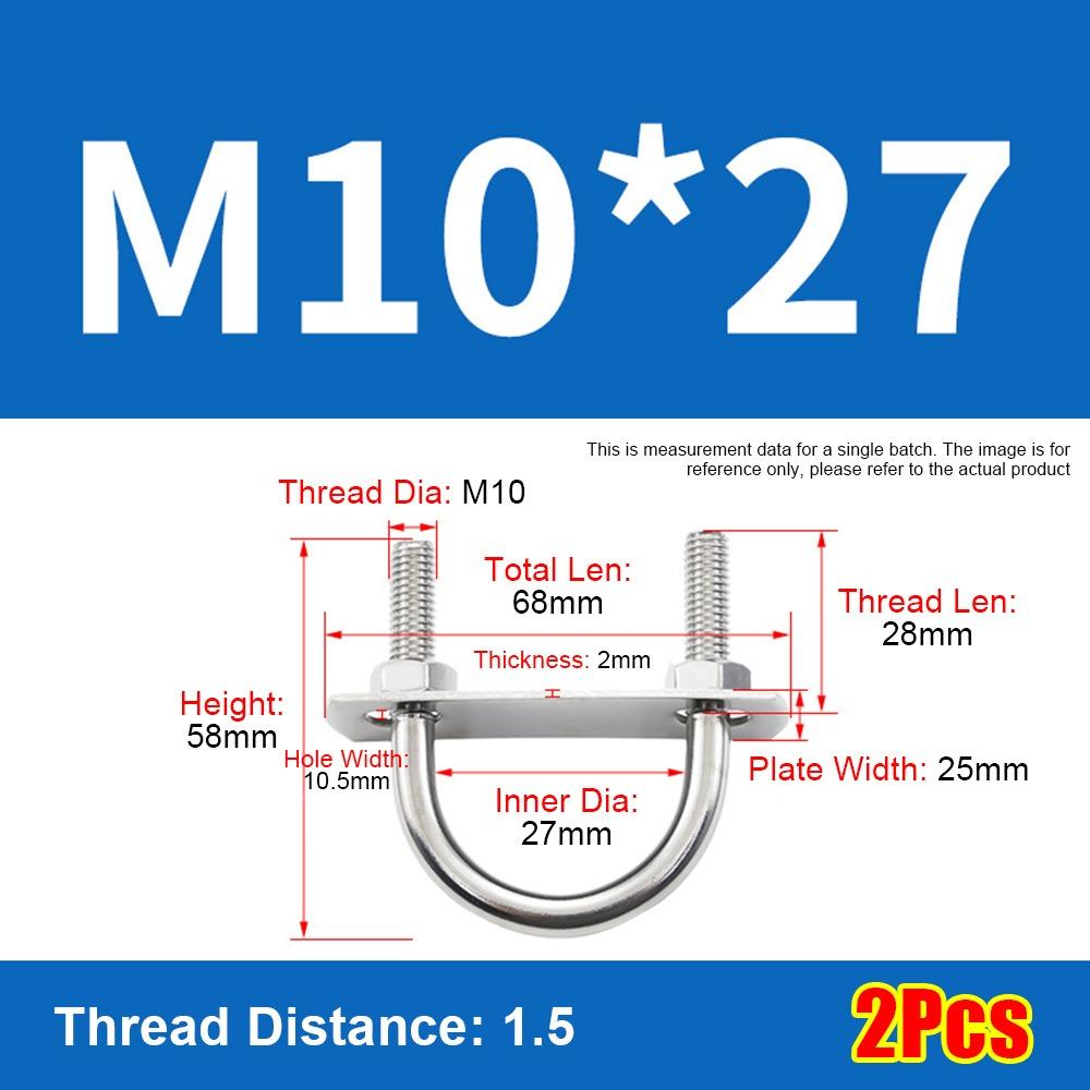 1Set Screws Pipe U-clamp With Baffle Round Bolt New M10 Round Tube Clamp for Round Tube
