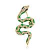 Животное зеленая брошь в виде змеи, цветная винтажная булавка с имитацией кристалла и стразами для мужчин и женщин, подарок, ювелирные аксессуары
