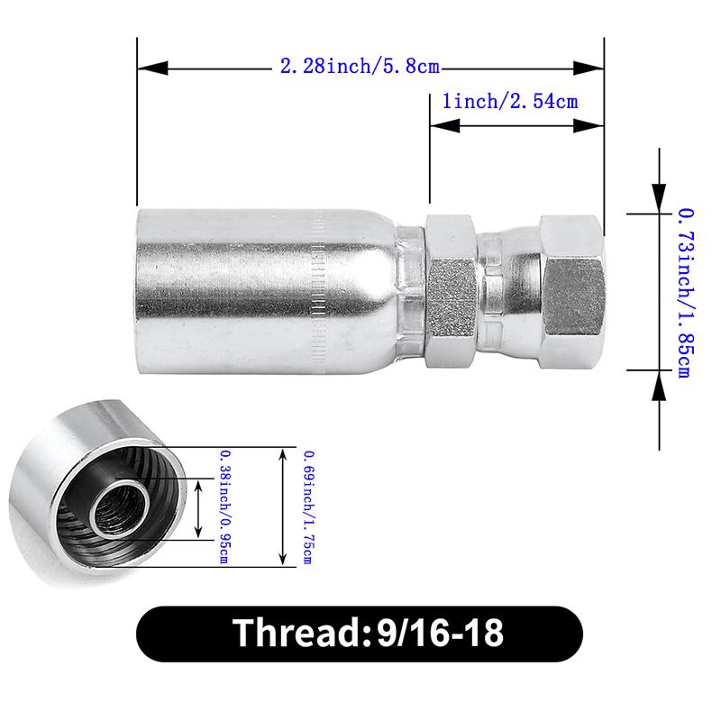 Гидравлический фитинг под обжимку: 3/8" шланг x 3/8" JIC 37° female swivel или 3/8" шланг x 3/8" NPT male