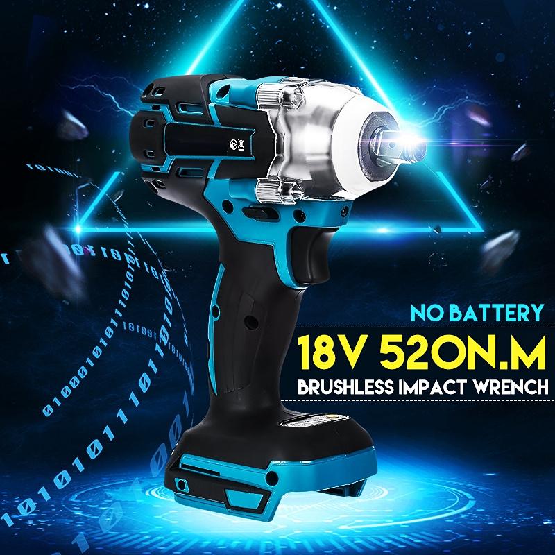 288VF 520Nm High Capacity Battery Electric Rechargeable Brushless Impact Wrench Cordless 1/2 Socket Wrench Power Tool for Makita Battery