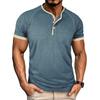 Мужская облегающая легкая дышащая рубашка-henley с короткими рукавами и регланом, спортивная повседневная