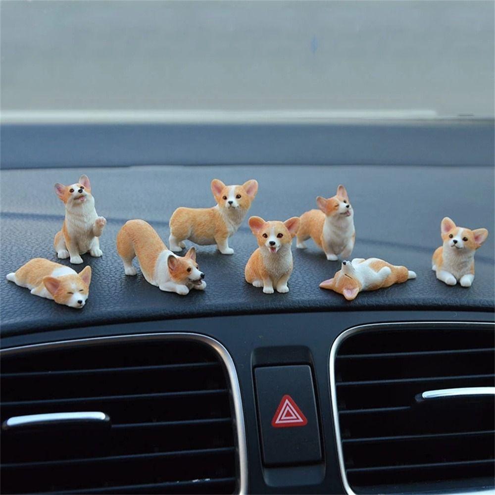 Children's Gift for Kids Mini Animal Car Ornament Simulation Dog Miniature Figurines Corgi Model