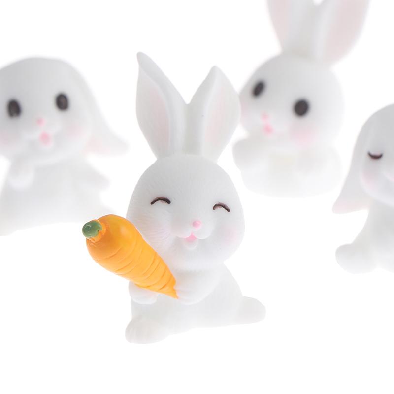 4шт Пасхальный кролик Морковь Миниатюрный садовый декор Мини-кролик Пасхальный кекс Декор