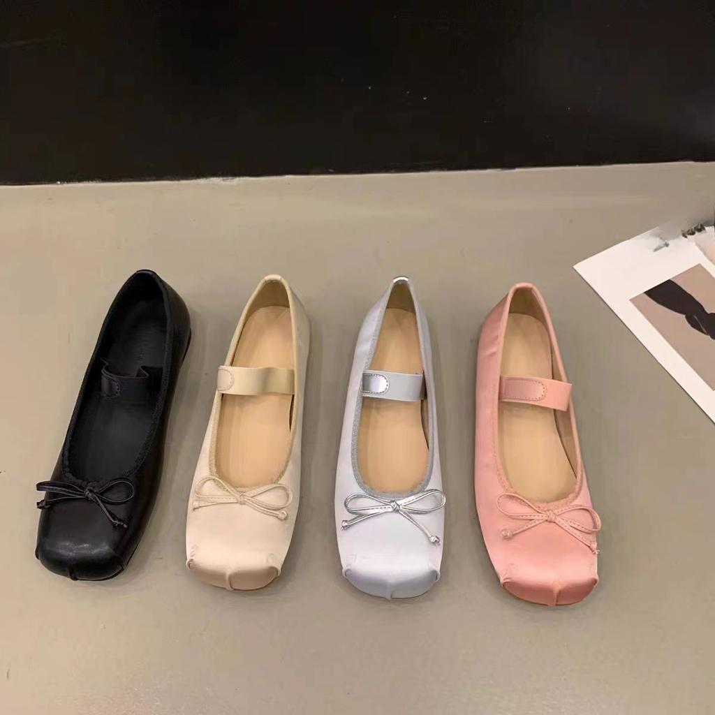 Fashionable and Comfortable Single Shoes Mary Jane Shoes Flat Pink Dancing Fairy Spring Retro Satin Silver