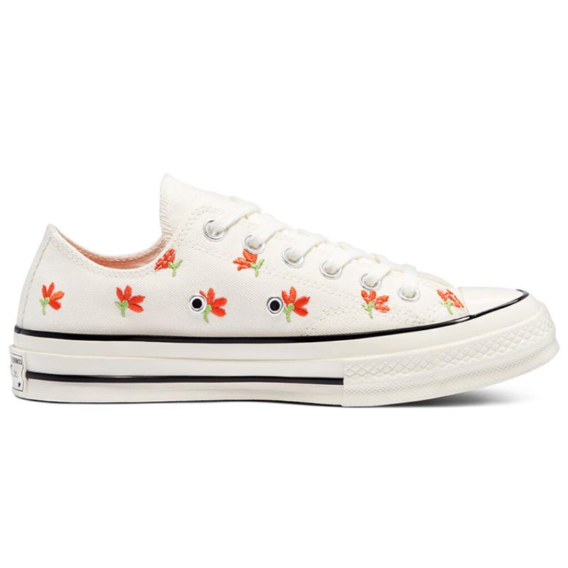 Converse 1970-е Chuck Taylor All Star Цветочная вышивка Повседневные эспадрильи с низким верхом Женские Бежевый Красный