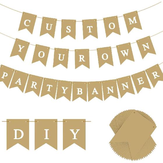 Blue Banner kit, Phrase Banner, ize Your Party Banner Signs, Handwriting Banners Party Supplies Unique Decor With Letters A~Z and heart Stencil