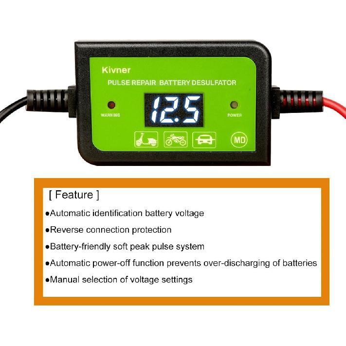 200AH Lead Acid Battery Desulfator 12-48V Auto Pulse Desulfator 2A Battery Regenerator Extending Battery Life
