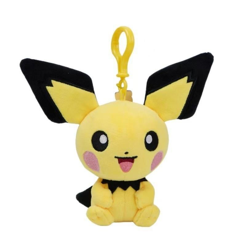 Kawaii Anime Plush Keychain Pikachu Eevee Mew Squirtle Bulbasaur Soft Stuffed Toy Bag Charm Pendant Kids Birthday Gift