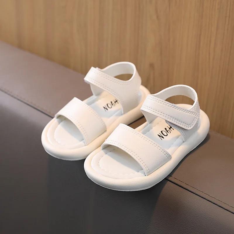 Comfortable Kids Sandals for Boys Girls Children Beige Beach Shoes Toddler Stylish Black Fully Flat Baby Sandal 2-7 Years G12272