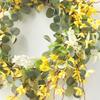 Artificial Spring Wreath for Front Door Yellow Flower Floral Wreath for Indoor Outdoor Home Decor 19.7in Outer Diameter