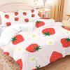 3pc Strawberry Print Bedding with Coreless Set Bedroom Living Room Multiple Sizes, Machine Washable, Soft and Comfortable