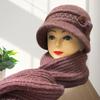Женский осенне-зимний вязаный шерстяной комплект шапка и шарф для женщин среднего и пожилого возраста