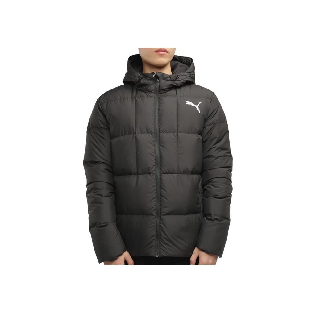 Puma Logo Warm Windproof Hooded Down Jacket Men Outerwear Black 585534-01