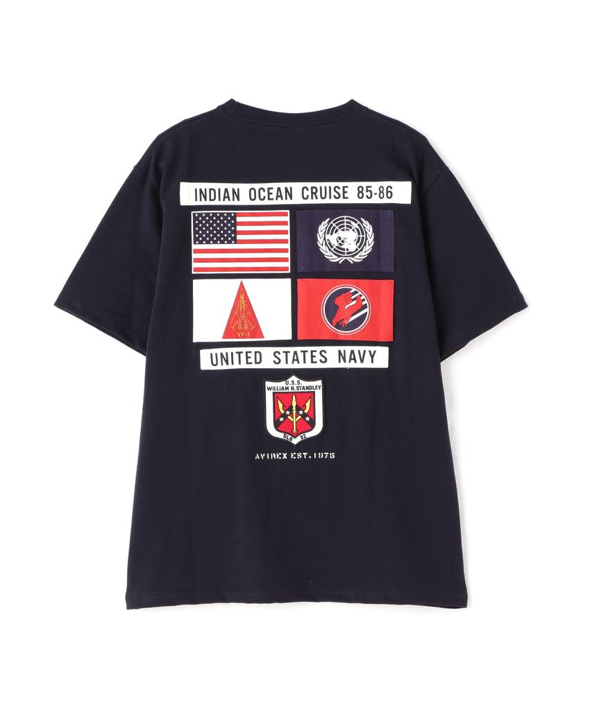 AVIREX TOP GUN SHEETING PATCH T-SHIRT men's L 120 navy 783-3934012