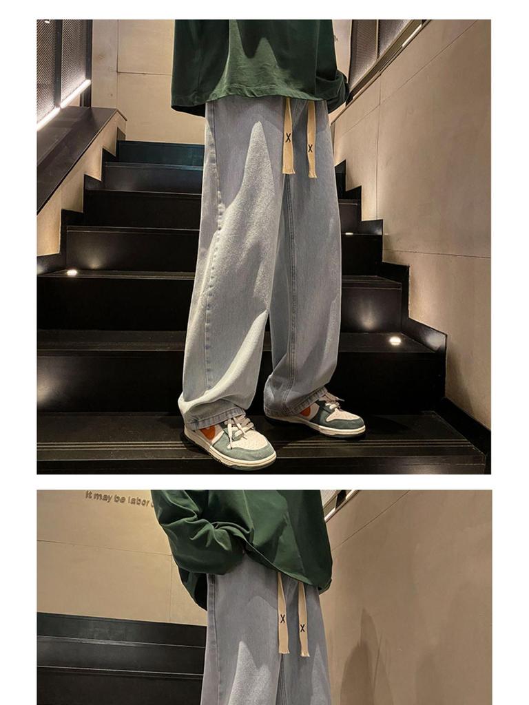 Мужские джинсы American Retro Wide-Leg — модные, свободные, прямого кроя для весны и осени