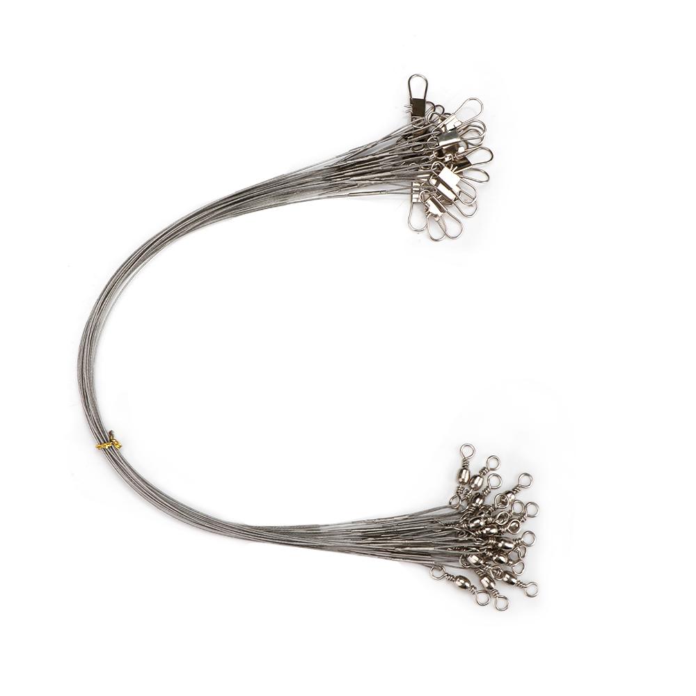 20 шт./уп. 15-30 см Стальной поводок для рыбалки с защитой от перекусывания Стальная проволока Поводок с вертлюгом Свинцовый сердечник Поводок из проволоки Рыболовные снасти