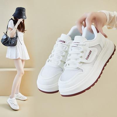 Новые модные женские студенческие кроссовки на толстой подошве, увеличивающие рост, из дышащей сетки, для повседневной носки
