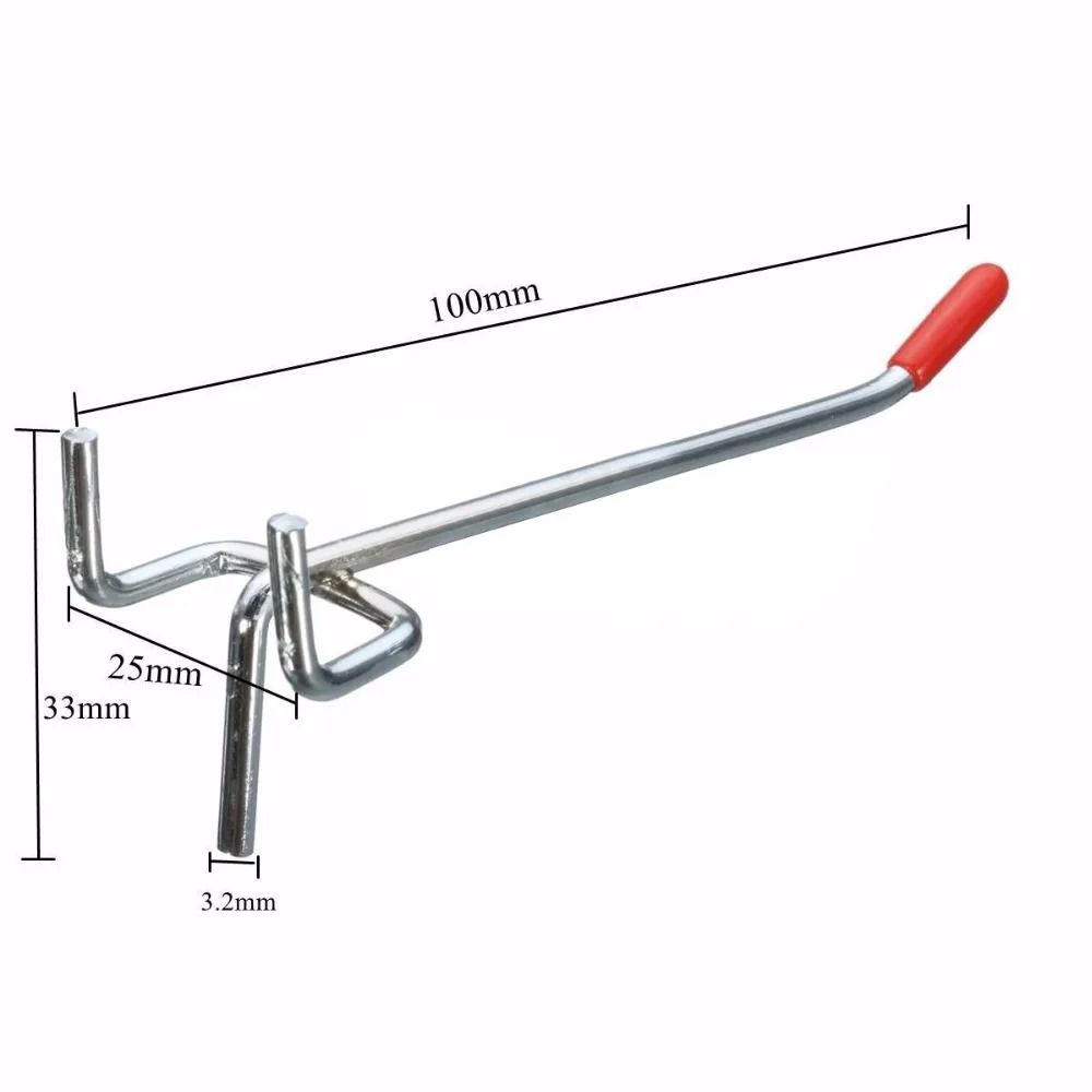 1Pcs Storage Rack Hole Board Hook Steel Wall Mount Oblique Hanger with Rubber Cover Hardware Tool Pegboard Hook