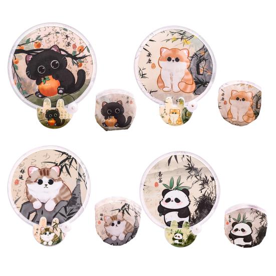 Складной круглый веер с рисунком из мультфильма и отражателем для фотографий, портативный, легкий, карманного размера, для путешествий на природе, кемпинга, пикника, лета, ручной вентилятор