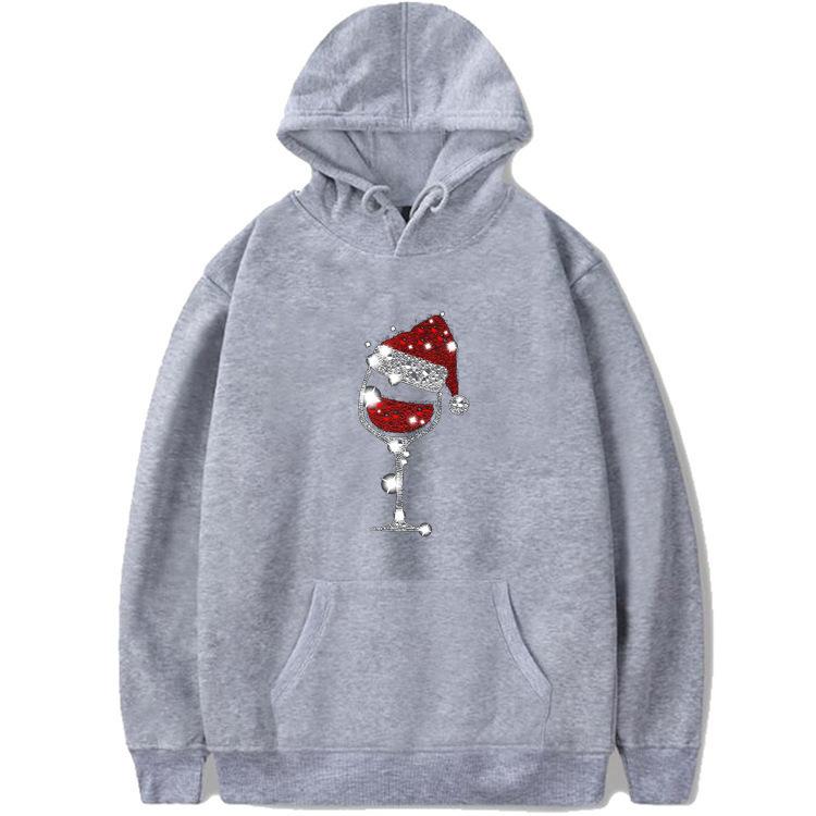 Christmas Wine Glass Autumn And Winter Sweater Dayman Loose Hooded Sweater