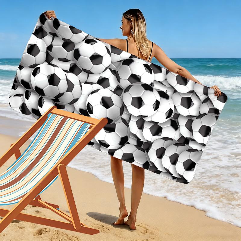 Sports Print Beach Towel, Large Soft Quick Dry Towel for Beach Camping Swimming