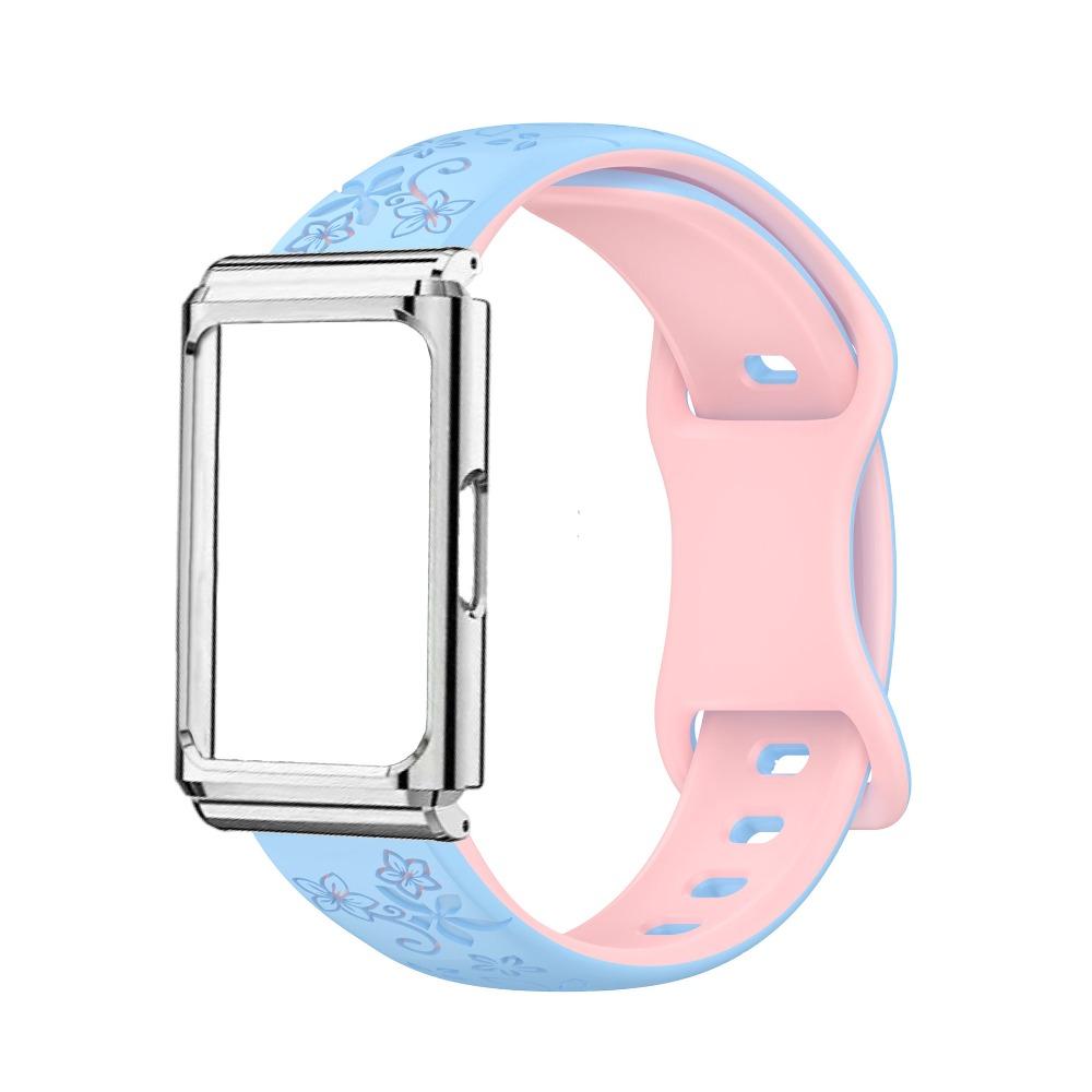 Metal Frame Protective Case + Dual Color Embossed Silicone Strap for Huawei Band 11 Pro