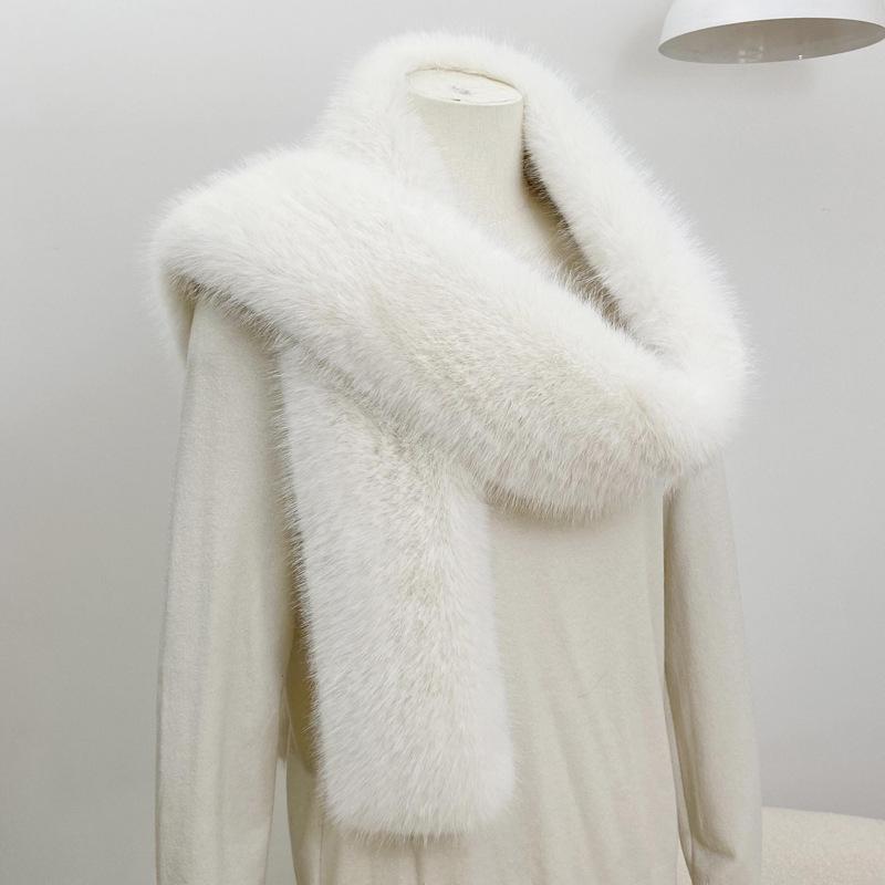 Winter Versatile Imitation Fox Hair Scarve Imitation Fur Long Scarve Fashion High-Class Sense Of Women's Scarve Padded Thickened Warm Scarve