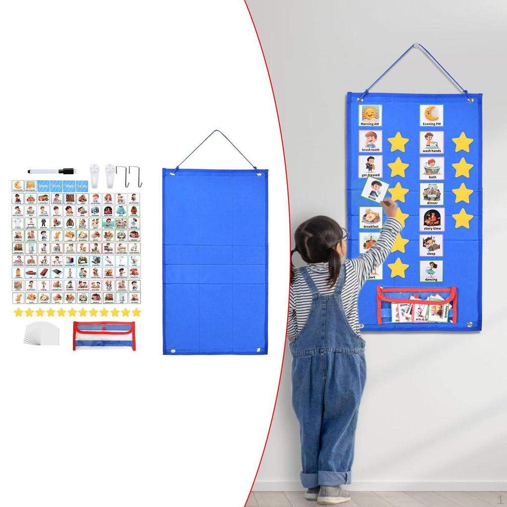 Kids Visual Schedule Daily Pocket Chart for Activity Teaching Aid