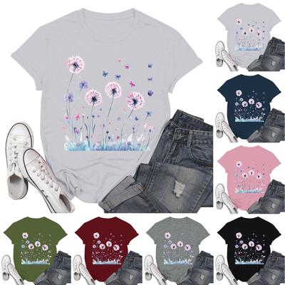 Женские модные повседневные пуловеры с короткими рукавами и круглым вырезом с принтом