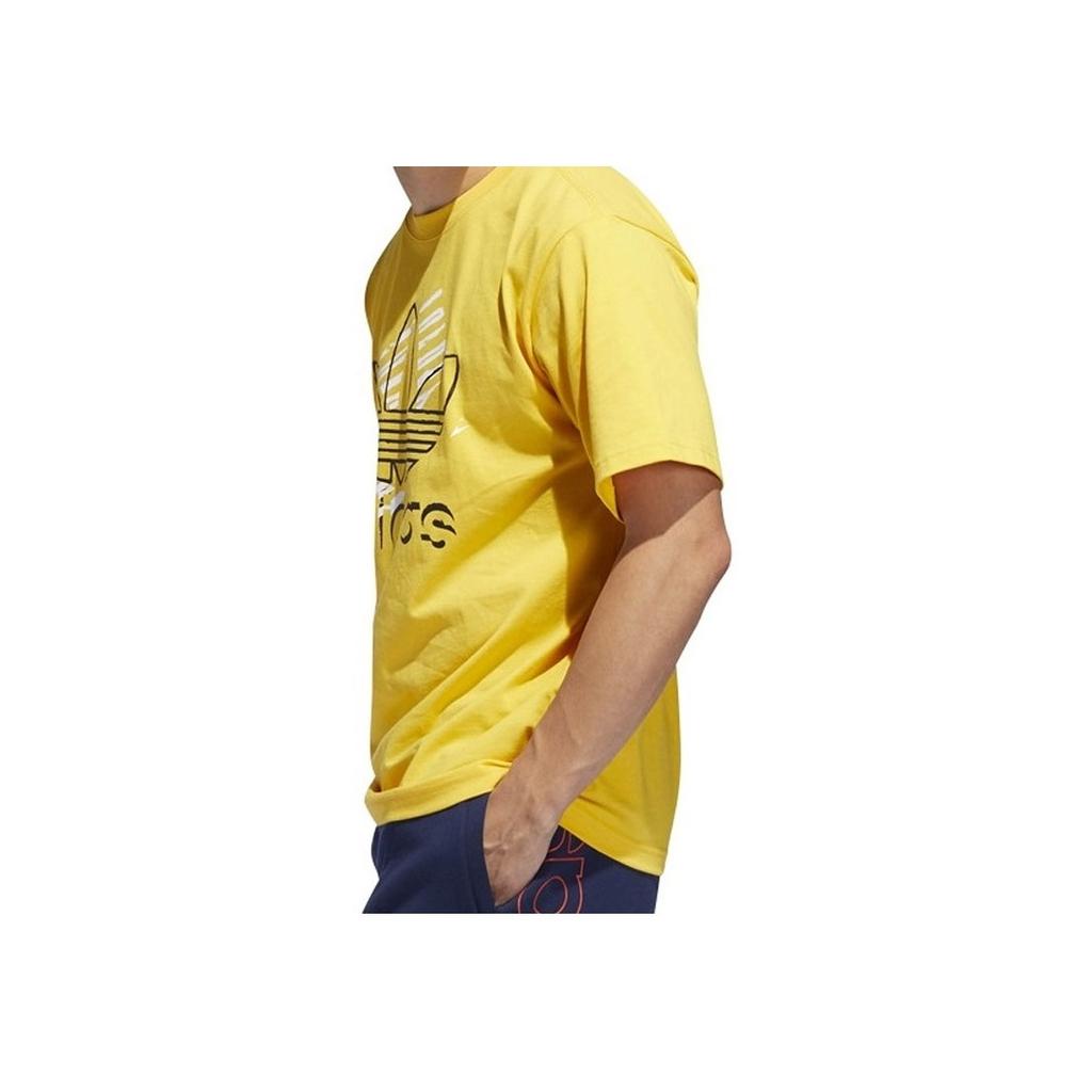 Adidas Мужские футболки с принтом логотипа Originals Trefoil Art, желтые DV3280