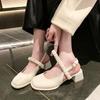 Women's High Heels New Cute Luxury Designer Solid Color High Heel Buckle Women's Shoes Summer Thick Heel Women's Sandals