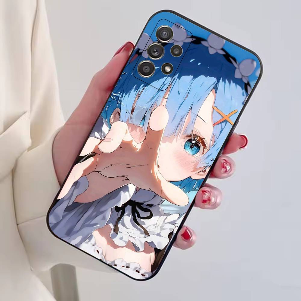 Чехол для телефона Rem Anime Girl Re Zero для Samsung S25, S24, S21, S22, S23, S30, Ultra, S20, Plus, Fe, Lite, Note, 10, Черный чехол