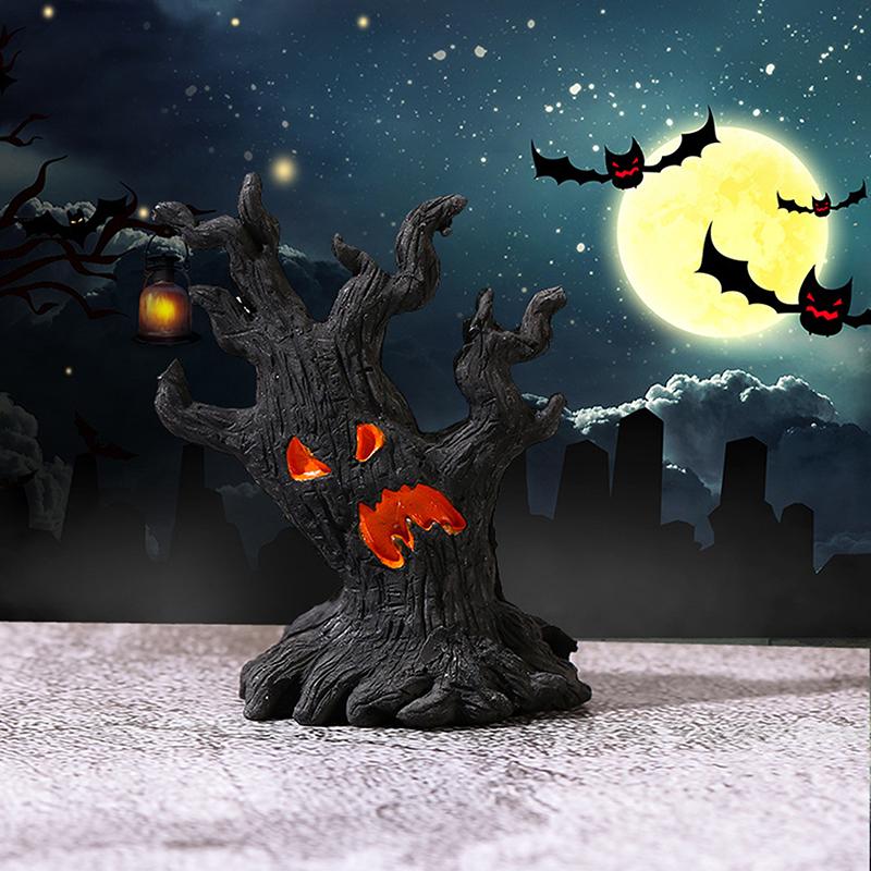 Scary Tree Spooky Tree Face Sculpture Realistic Tabletop Ornament Indoor Outdoor Halloween Decoration For Party Haunted House