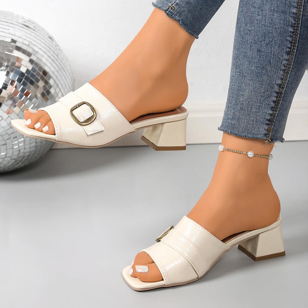 Модные женские сандалии Летние кожаные сандалии на каблуках с квадратным носком Женские дизайнерские сандалии Женская уличная роскошная обувь Дамы