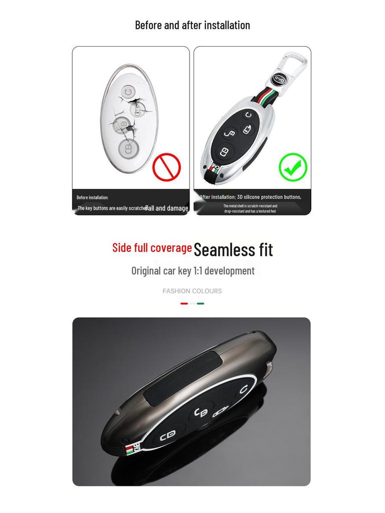 BYD Car Key Cover Buckle for Song MAX, Qin 80, S7 - Metal Protective Shell
