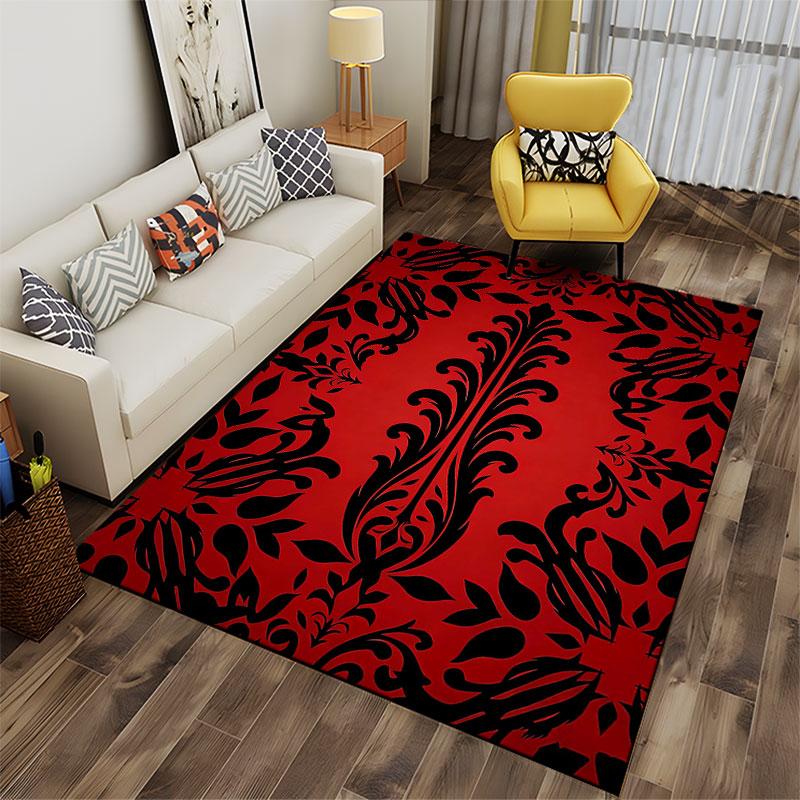 Elegant Red and Black Pattern suitable as a non-slip mat for the living room or bedroom sofa