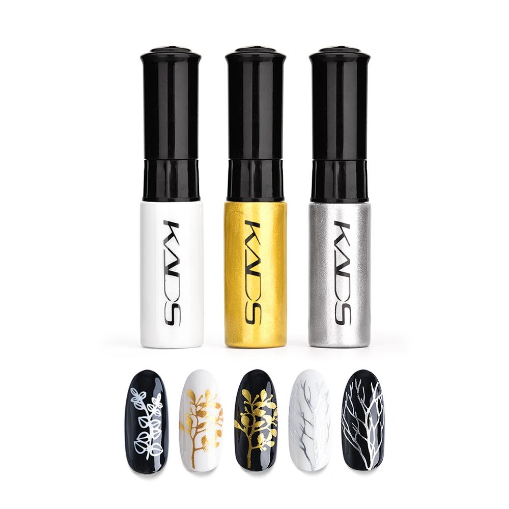 kads 3 шт./компл. лак для стемпинга ногтей, цветной белый, золотой, черный, серебряный лак для печати, лак для дизайна ногтей, ручка для маникюра, лак
