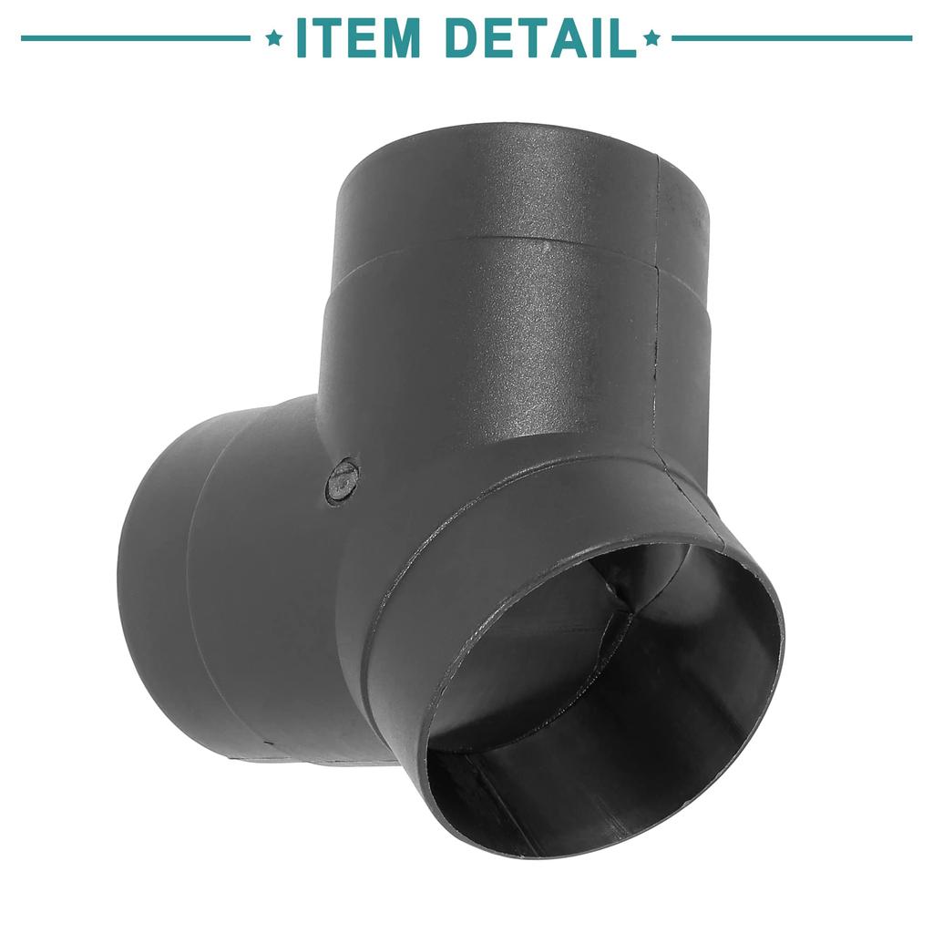 ACROPIX Car Heater Warm 3 Way Duct Pipe Y Shape Outlet Connector Universal 75mm Black 1pcs