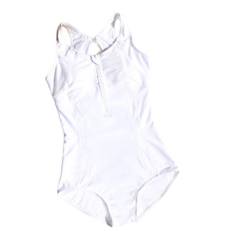 Swimsuit Women's Sporty Style White One-piece Triangle Belly Cover To Show Slimming Training Racing Swimming Pool Hot