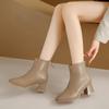 Модная французская женская обувь осень-зима классические женские ботинки темпераментные ботинки Anlke элегантные женские туфли на каблуках с хлопковыми теплыми кожаными ботинками