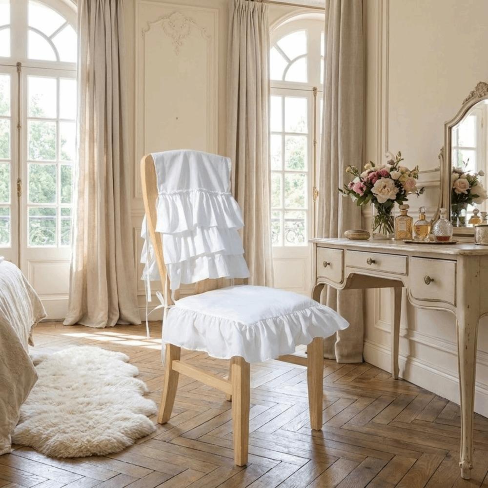 Decorative Chair Backrest Cover Washable Ruffle Cushion Simple Dining Chair Back Decor Restaurant
