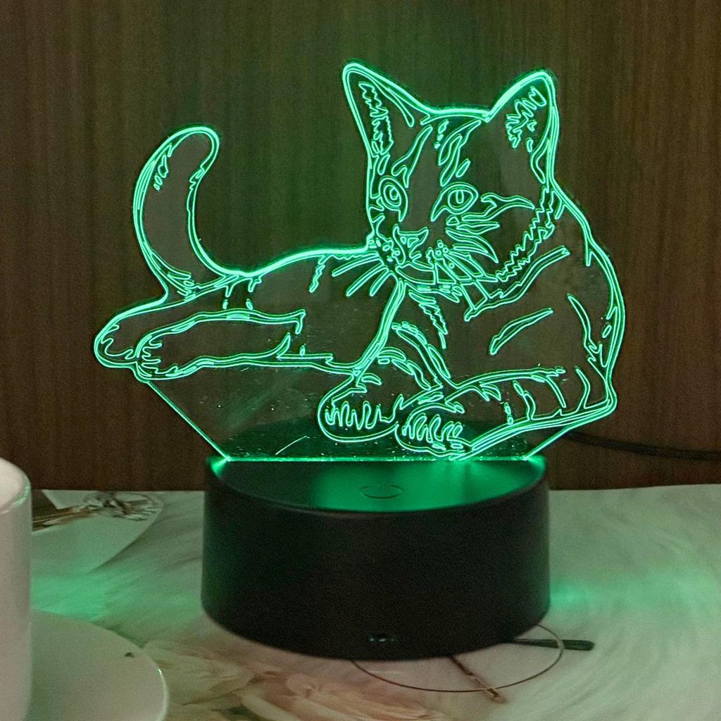 Милый 3D ночник в виде кошки, 7-цветная RGB подсветка, питание от USB, настольная лампа для спальни, украшение для вечеринки, подарочный светильник.